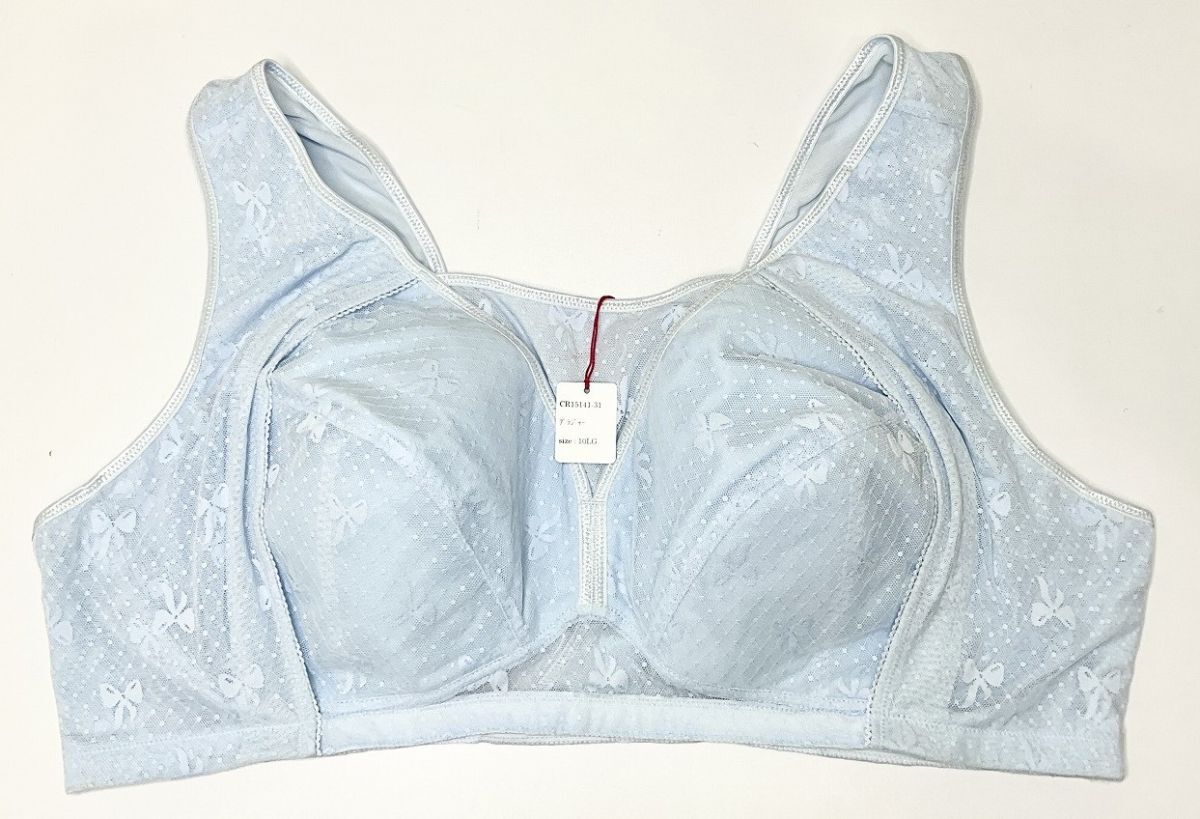 CR15141-31 IB⑥【特価】新品 大きい ブラジャー 10L.G 1セット ライトブルー レース 花柄 ノンワイヤー 脇高 レディース拍卖