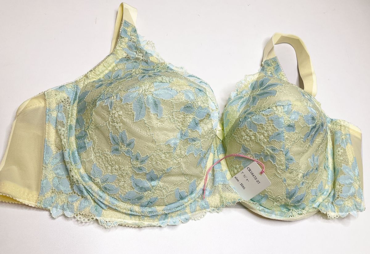 CR16472-27 IB⑦【特価】新品 大きい ブラジャー H85 1枚 クリーム レース 花柄 リボン フルカップ ストレッチ メッシュ レディース拍卖