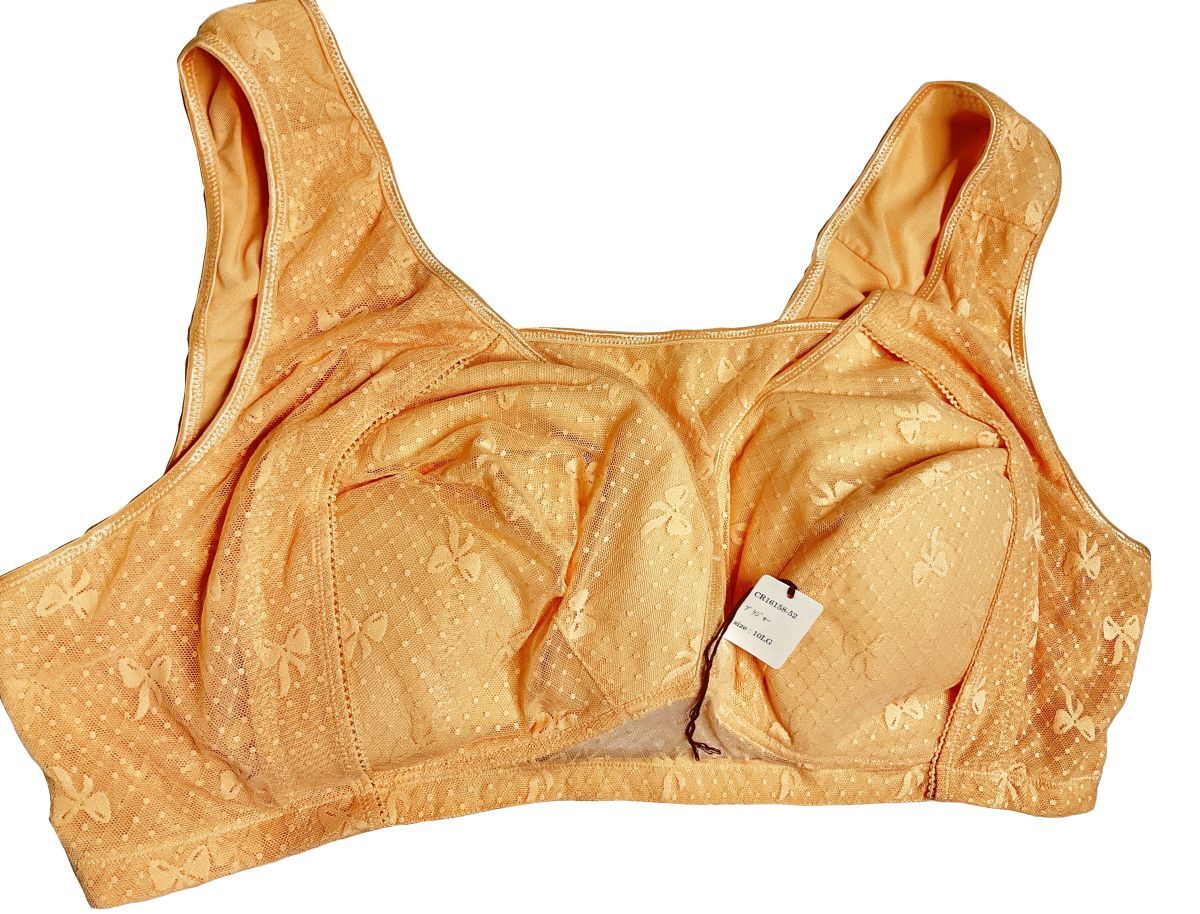 CR16158-52 IB⑦【特価】新品 大きい ブラジャー 10LG 1枚 オレンジ レース ノンワイヤー ストレッチ 吸汗速乾 レディース拍卖