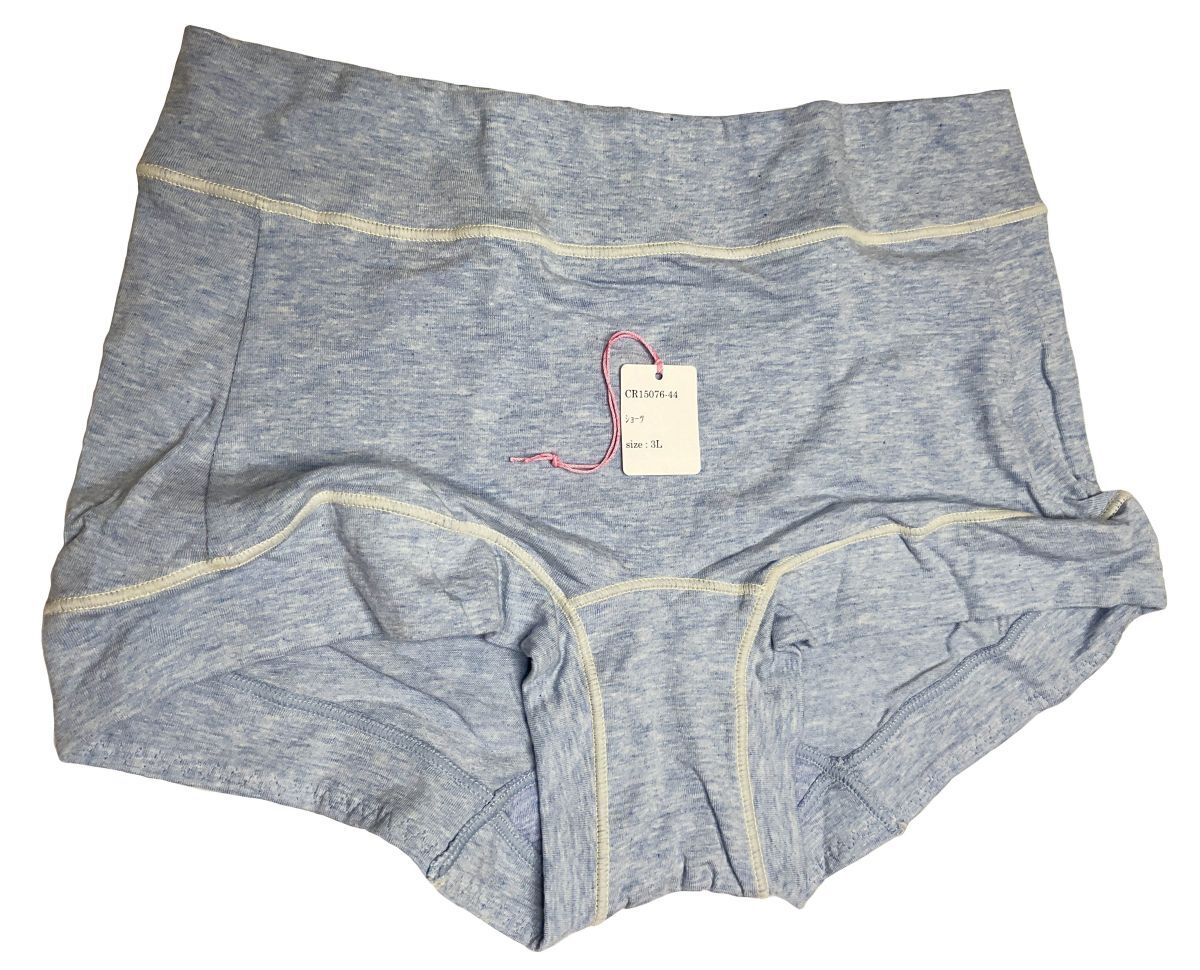 CR15076-44 IS⑥【特価】新品 大きい ショーツ 4枚組 3L ブルー 綿混 深履き ストレッチ シンプル レディース拍卖