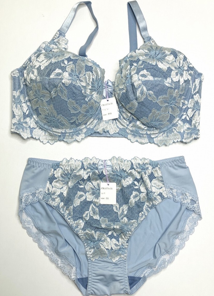 <再値下げ>CR15774-35 IB⑦【特価】新品 ブラショーツセット F85.LL. ライトブルー 有名ブランド 花柄 レース 刺しゅう レディース拍卖