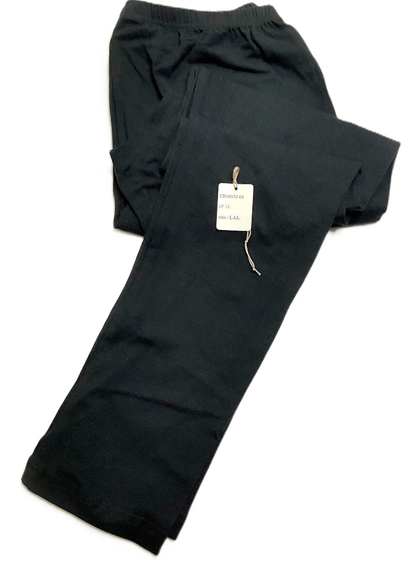 CR16572-63 ZK⑦【特価】新品 レギンス L~LL 2枚組 黒 ストレッチ 綿混 楽ちん ウエストゴム シンプル 10分丈 レディース拍卖