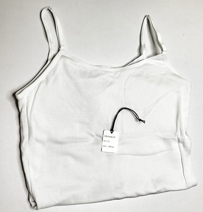 <再値下げ>CR15648-33 IBK⑦【特価】新品 小さい カップ付きキッズ用キャミソール 2枚組 160㎝ 白ストレッチ シンプル 女の子 キッズ拍卖