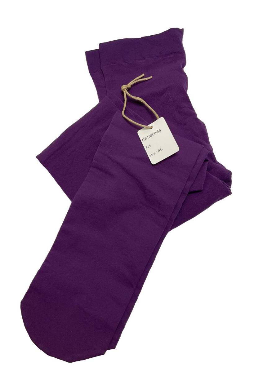 CR13960-59 ZK⑥【特価】新品 大きい 80デニールタイツ 6L パープル ストレッチ ゆったり 日本製 シンプル カジュアル レディース拍卖