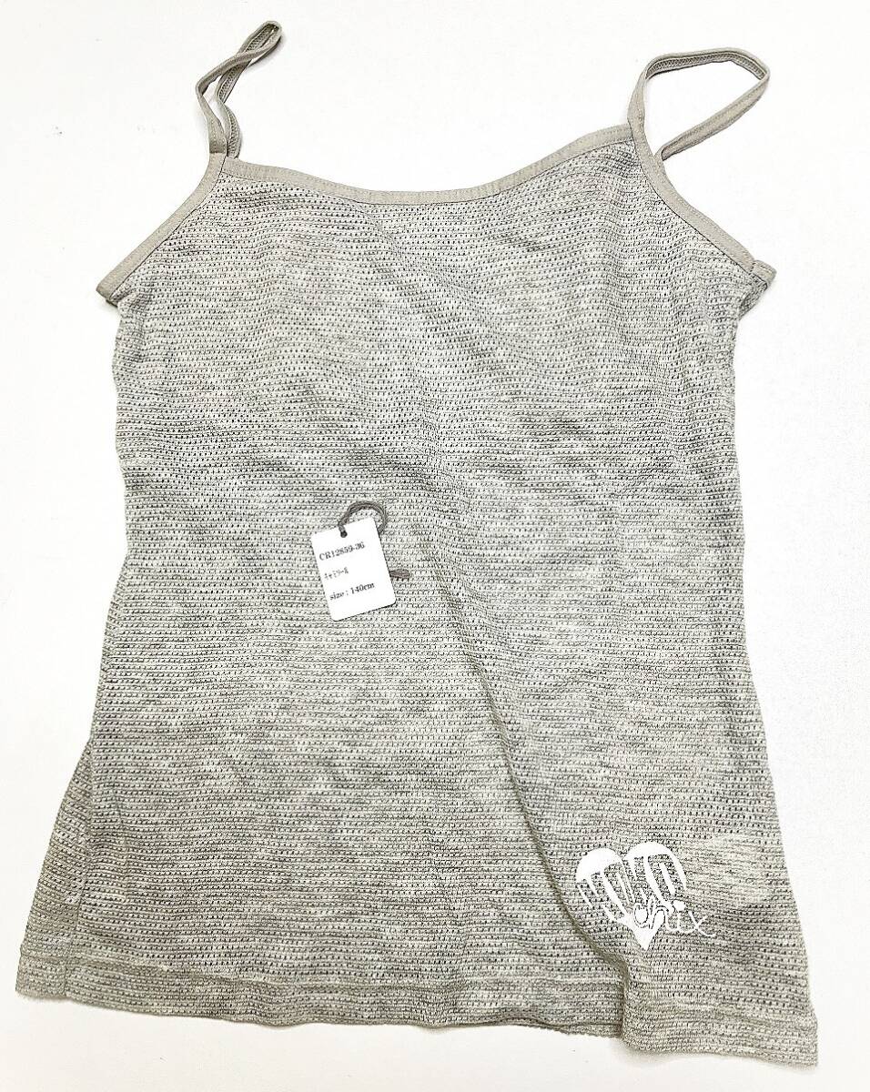 CR12859-36 IBK⑥【特価】新品 小さい キャミソール 140㎝ 2枚組 グレー カップ付 ストレッチ 綿混 シンプル 女の子 キッズ拍卖