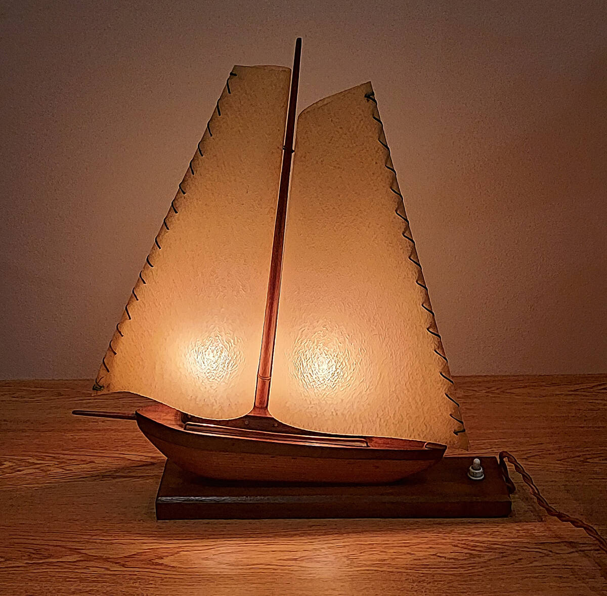 アンティーク 木製 ボート型テーブルランプ 帆船 ナイトランプ アールデコ ヨット オブジェ フランス イギリス拍卖