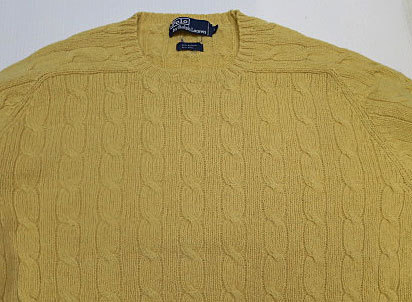 USE79ラルフローレンRALPH LAURENポロPOLOアメリカ古着アルパカ混ウールセーターLビッグサイズ ニット編み込みクリーム系オールド拍卖