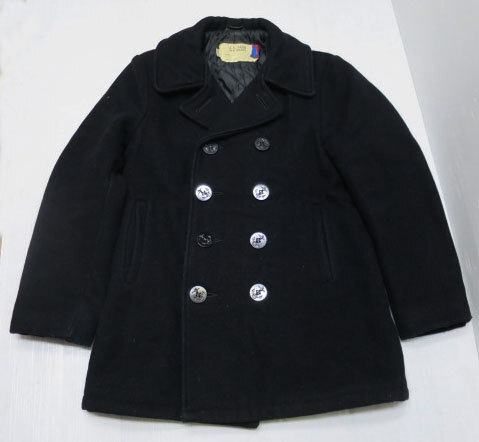 UWJ24ショットschott黒アメリカ製ピーコート38オールド10ボタン拍卖