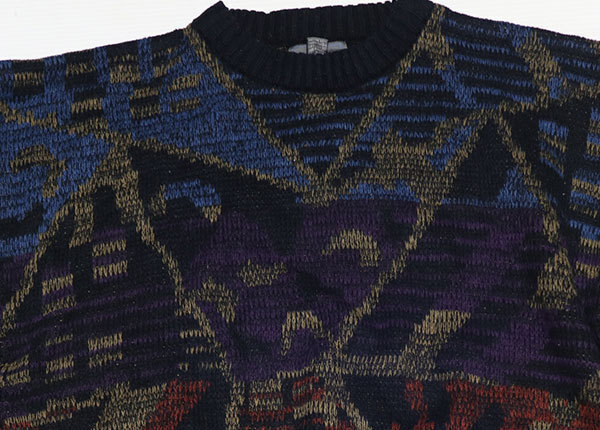SE40編み込みセーターUNKNOWNアメリカ古着セーター80’S90’SビンテージLビッグサイズ総柄ニット/オールド&レトロ拍卖