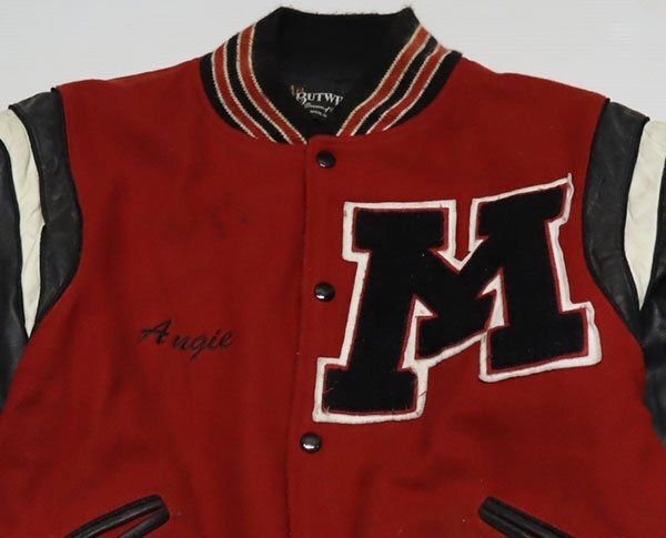 WJ69バトウィンBUTWINアメリカ古着アメリカ製ウールジャケット袖革スタジャンXLビッグサイズ中綿入りレタード貼り付けアワードジャケット拍卖