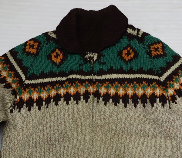 WJ42カウチン セーターUNKNOWNアメリカ古着アメリカ製ハンドメイド70’S80’Sビンテージ編み込みMウールジャケトC&Cオールド&レトロ拍卖