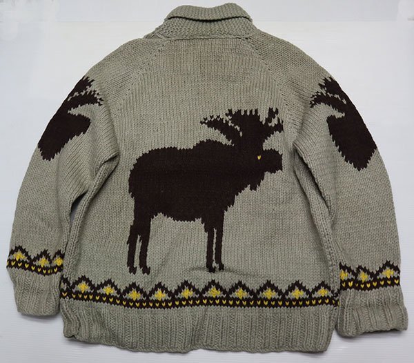 WJ37カウチン セーターUNKNOWNアメリカ古着カナダ製アメリカ製ハンドメイド60’S-70’Sビンテージ/ウールジャケト/トナカイ柄ビッグホーン拍卖