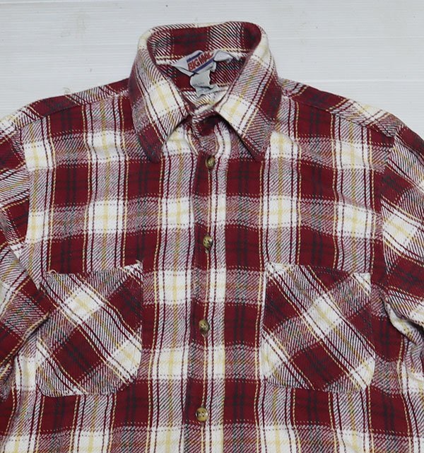 LS60ビッグマックBIGMACアメリカ古着ポルトガル製フランネル織りネルシャツ長袖シャツ80'S90’SビンテージSアウトドア三角タグLチェク拍卖