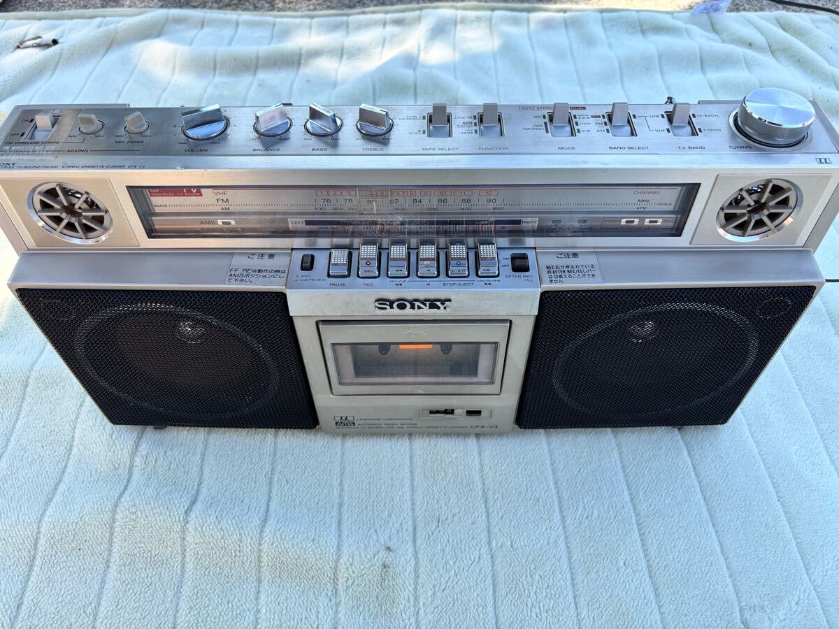 SONY ソニー CFS-V3 ラジカセ ラジオ カセット オーディオ機器 レトロ STEREO FM AM 現状 通電確認済み拍卖