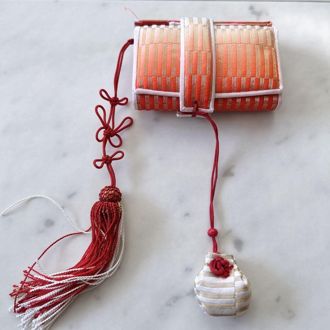 七五三 女の子用 ハコセコ単品 赤系 金糸入り 房飾り付き 和装小物拍卖
