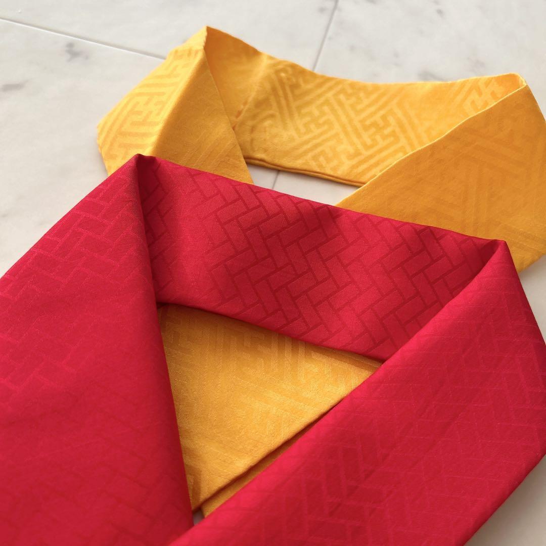 半衿 重ね衿 2枚セット 赤 山吹色 洗える 美品拍卖