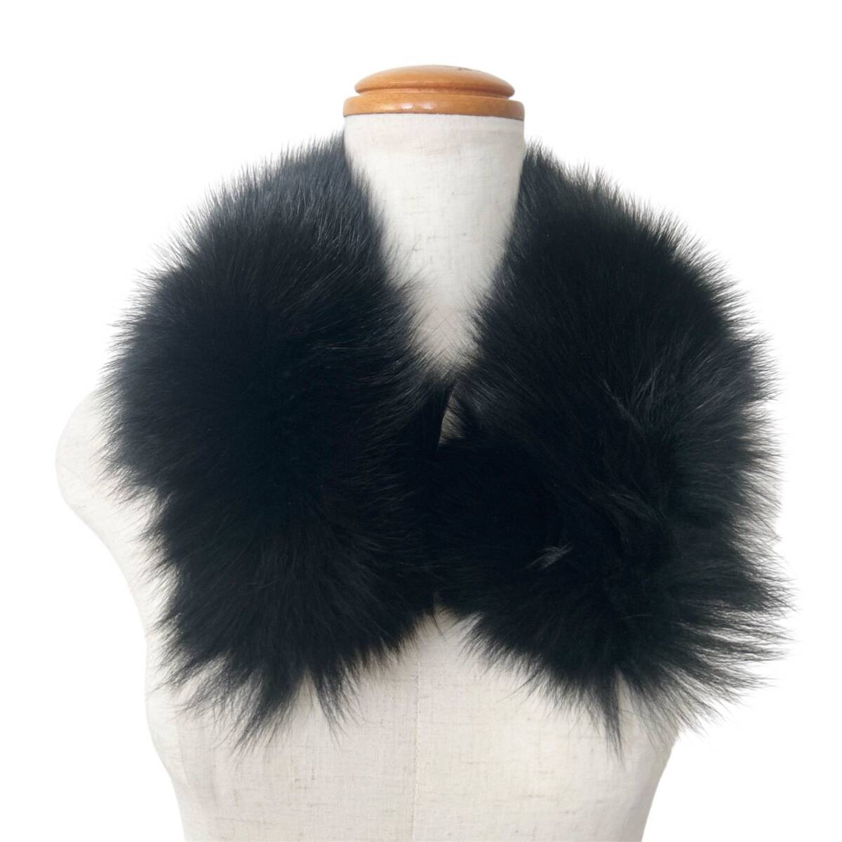 未使用タグ付 SAGAFUR サガファー リアルファー ティペット つけ襟 マフラー ブラック フォックス拍卖