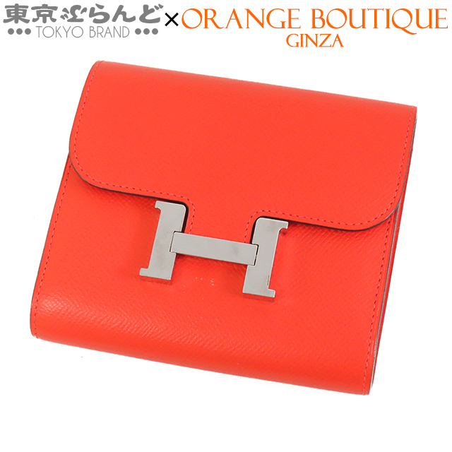 101784946 エルメス HERMES コンスタンス コンパクト T刻印 ルージュピヴォワンヌ シルバー金具 エプソン 二つ折り財布 レディース拍卖