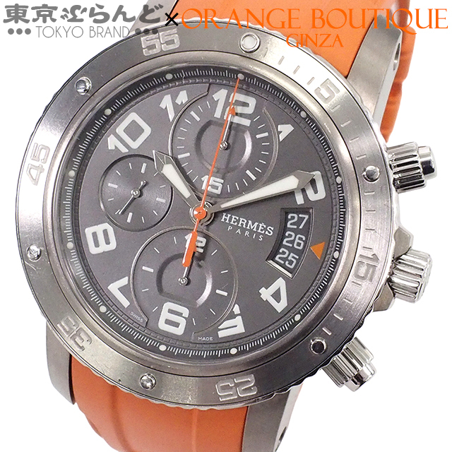 101799776 エルメス HERMES クリッパー ダイバー CP2.941 グレー チタン ラバー SS クロノグラフ 腕時計 メンズ 自動巻 仕上済拍卖
