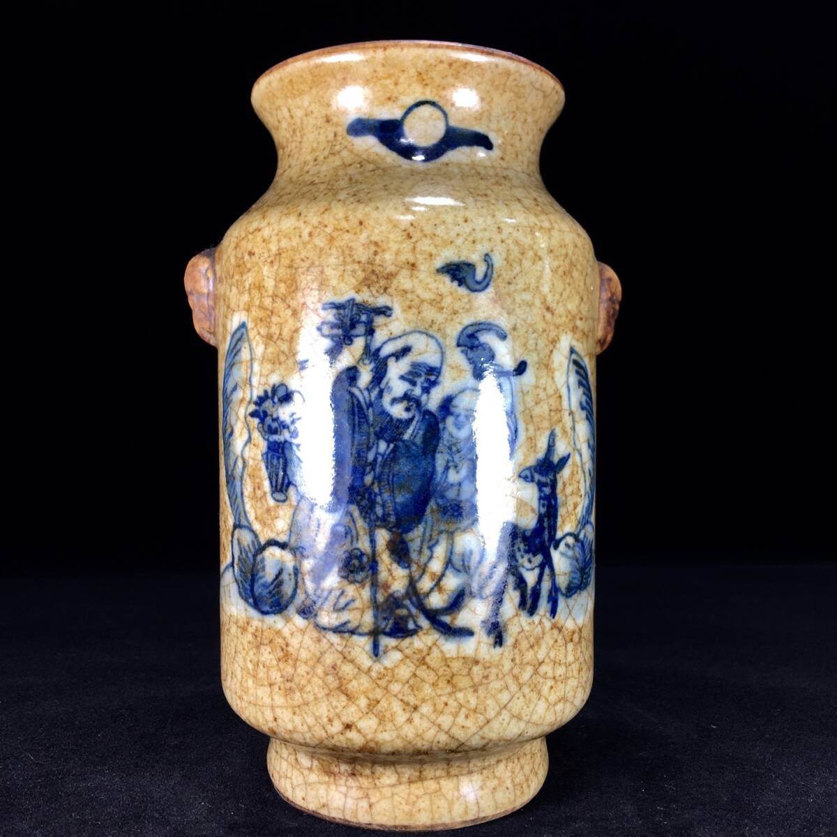 TM9#9701【3.1】中国骨董 人間国宝 磁器【伝世包漿,成化磁器人物故事虎頭瓶です】工芸品 施釉陶 青花磁 陶芸 精美彫 置物 收藏品 拍卖