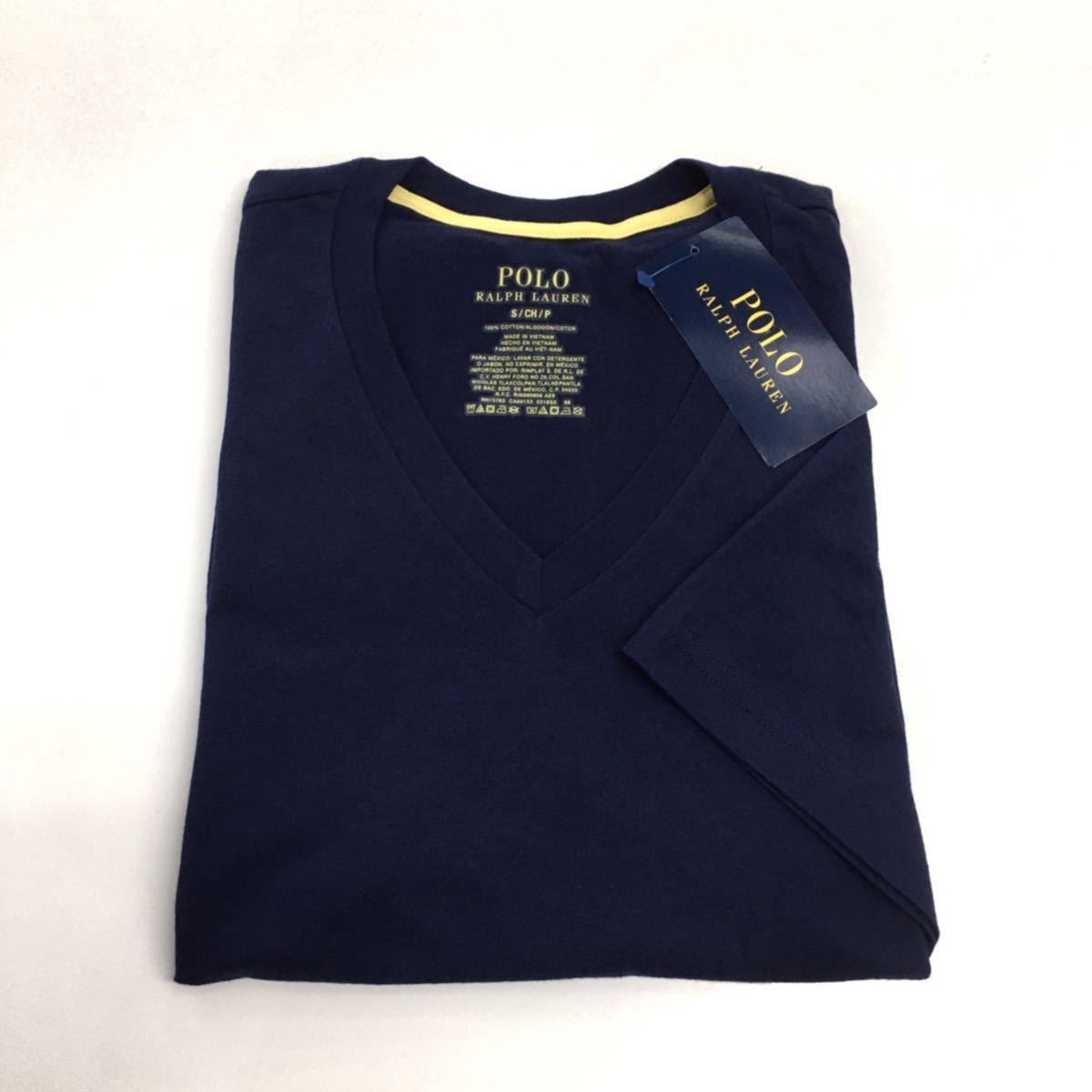 新品■POLO ラルフローレン メンズ 半袖 Vネック Tシャツ S ネイビー / 紺 半袖シャツ拍卖