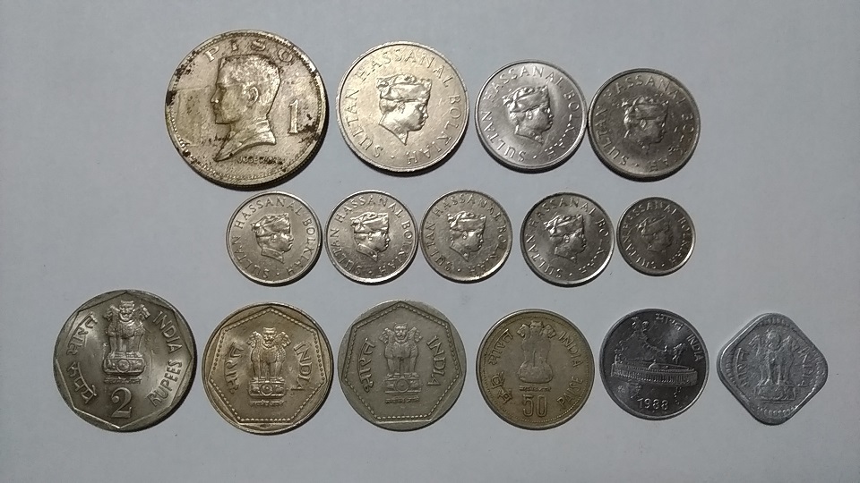 ☆【外国貨幣・コイン 硬貨】ブルネイ 20セン・50センほか/フィリピン共和国 1972年1ペソ/インド ルピー・パイサ拍卖
