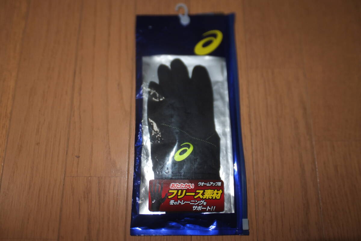 新品 アシックス ジュニア フリース素材 ウォームアップ手袋 両手用 3121A973 008 ブラック/イエロー JL 野球 防寒 グローブ asics 黒 黄色拍卖