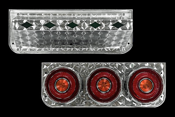 ■新品⇒ジャパンテールランプ&菱抜きウロコテール枠左右セット デコトラ:JB-3,テール箱菱抜きウロコ拍卖