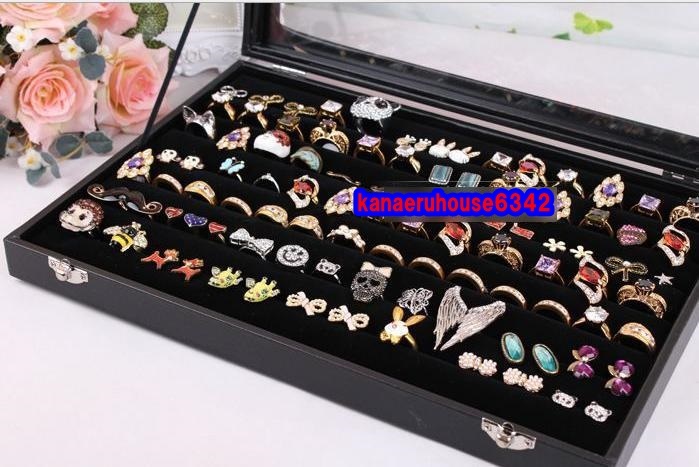 ◆指輪 リング ピアス◆大容量 100個収納◆ アクセサリーケース ジュエリーBOX リングケース ディスレプレイ 展示 外商 携行拍卖
