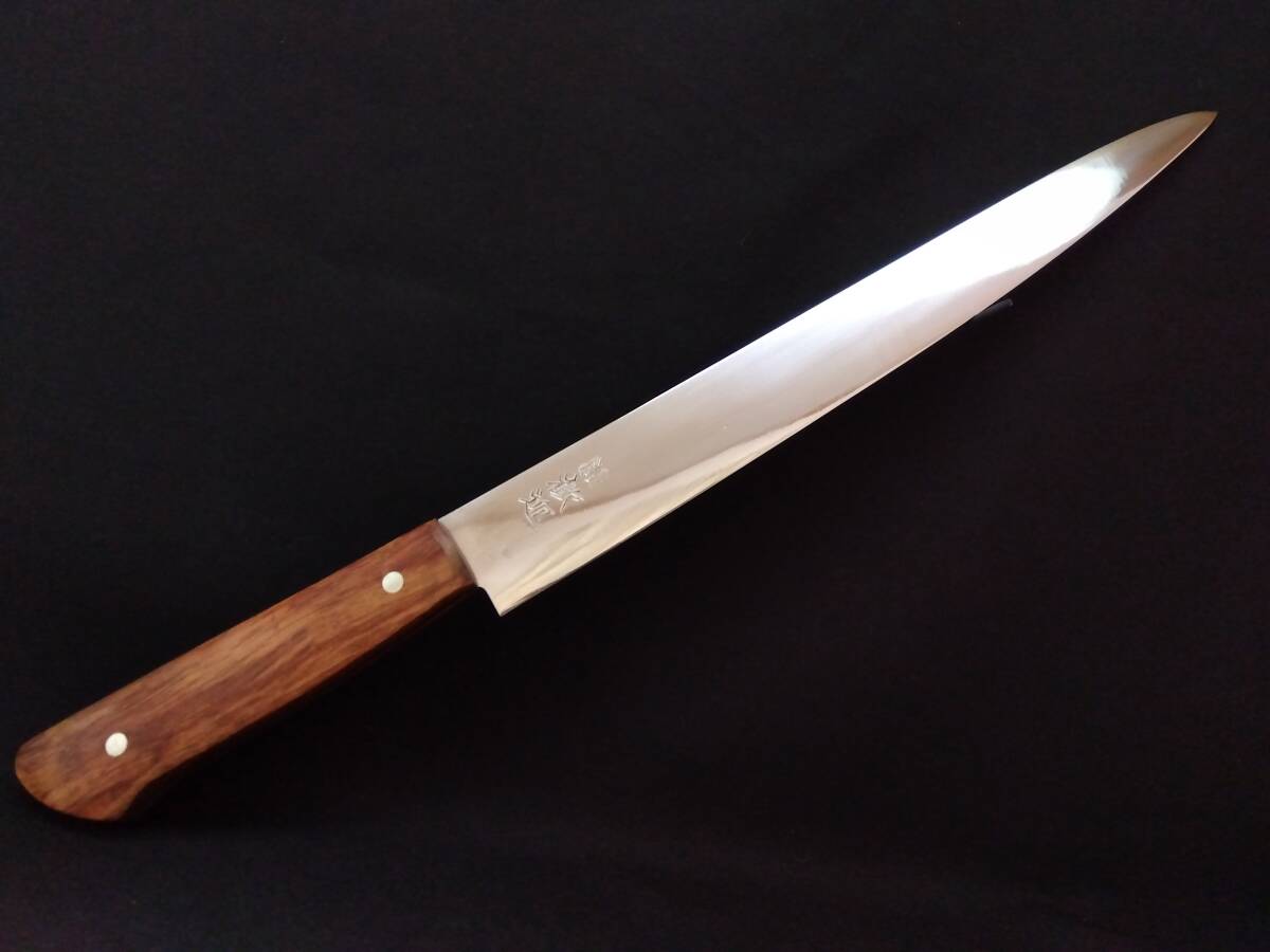 【超再生包丁】歓迎 筋引き ブビンガ柄 270mm 鍔なし 銘入り 切れ味新品以上 Professional Japanese Chef Knife Made in Japan 拍卖