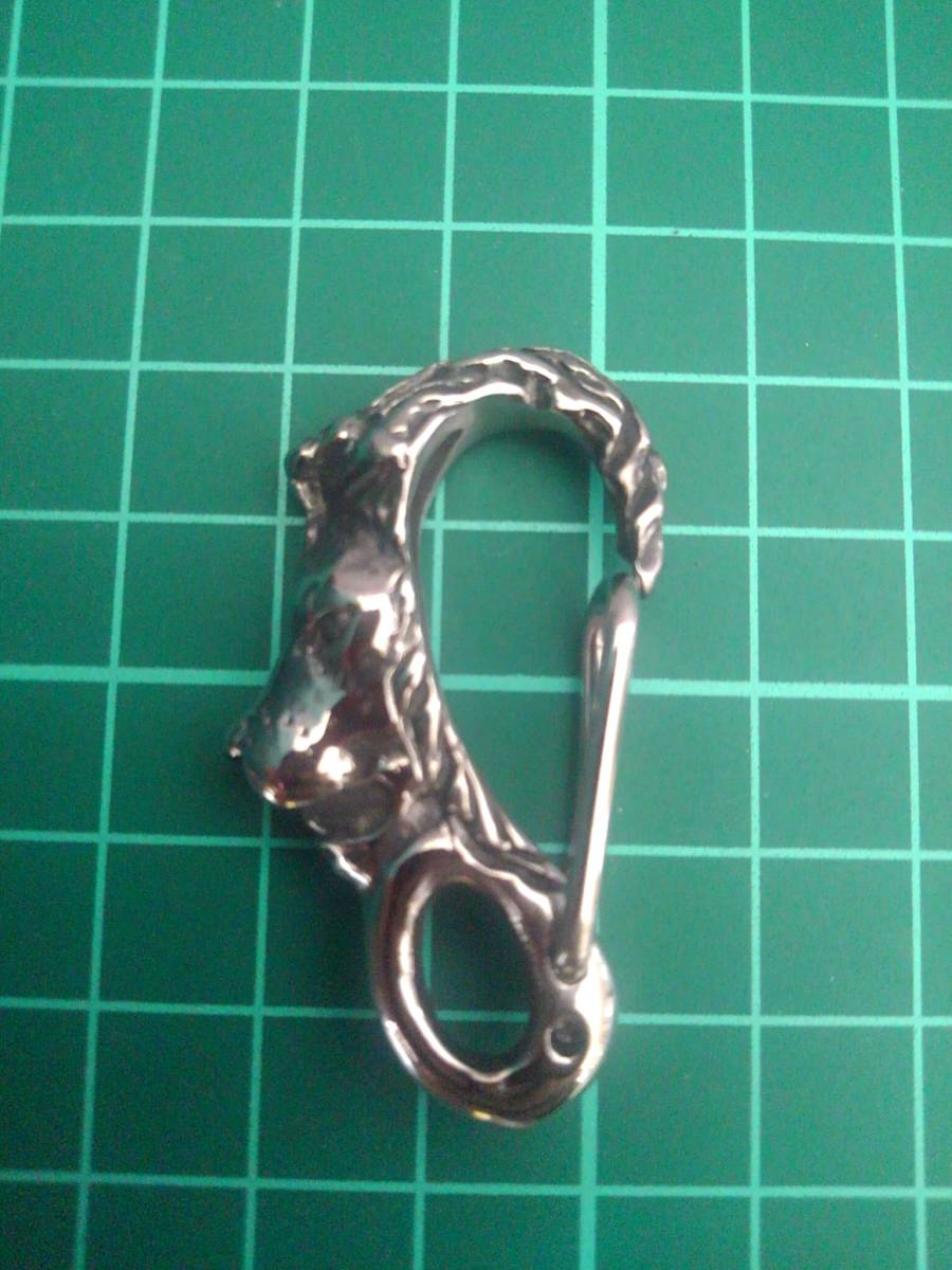 ライオン ナスカン 60mm 検) ハメパチ カラビナ キーホルダー ウォレットチェーン スカル パンク メタル レザークラフト 獅子 拍卖