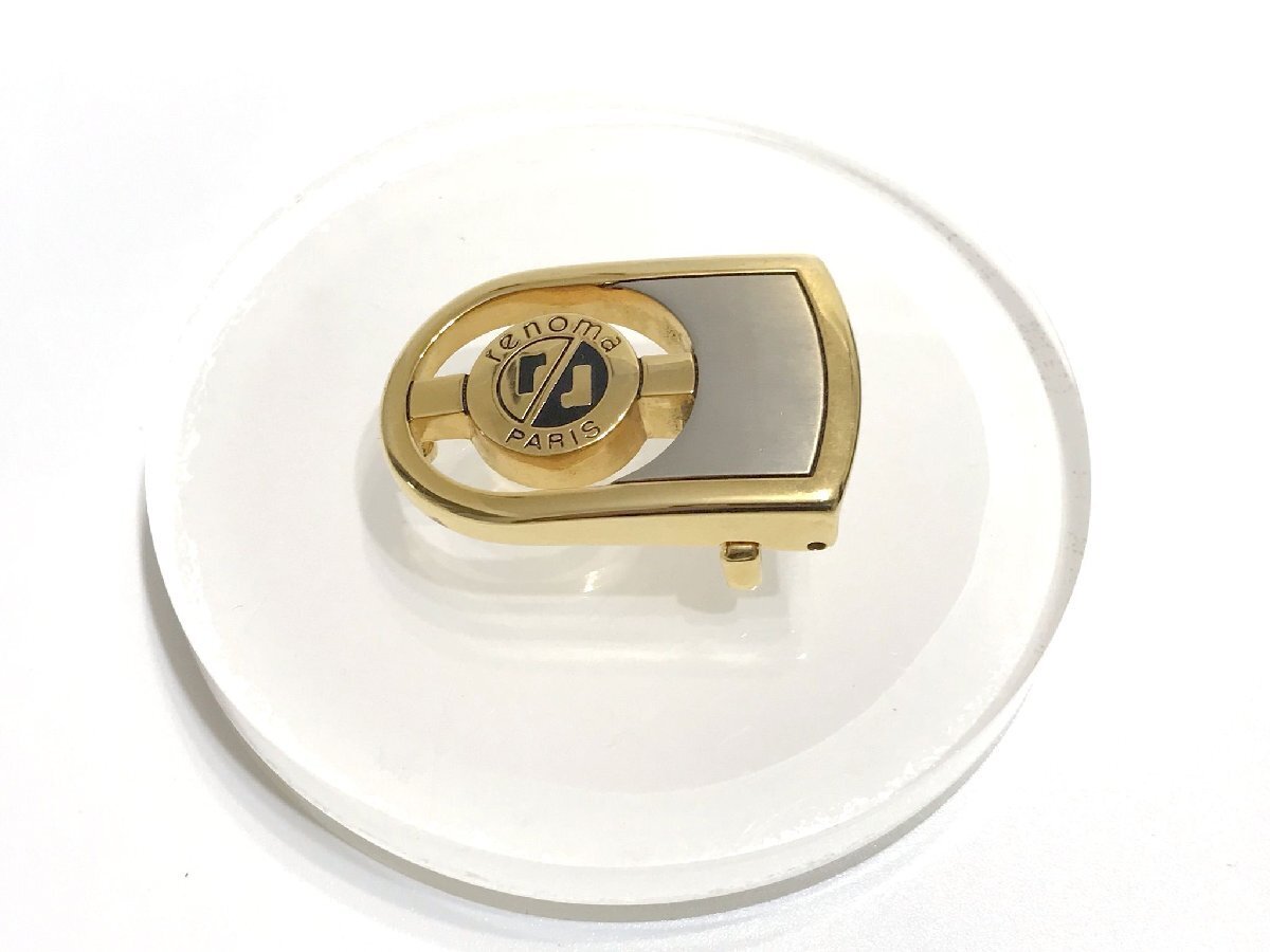 ■【YS-1M】 レノマ renoma ■ ベルト バックル ■ ゴールド 金色 × シルバー 銀色 3cm×4.8cm ユニセックス 【同梱可能商品】■D拍卖