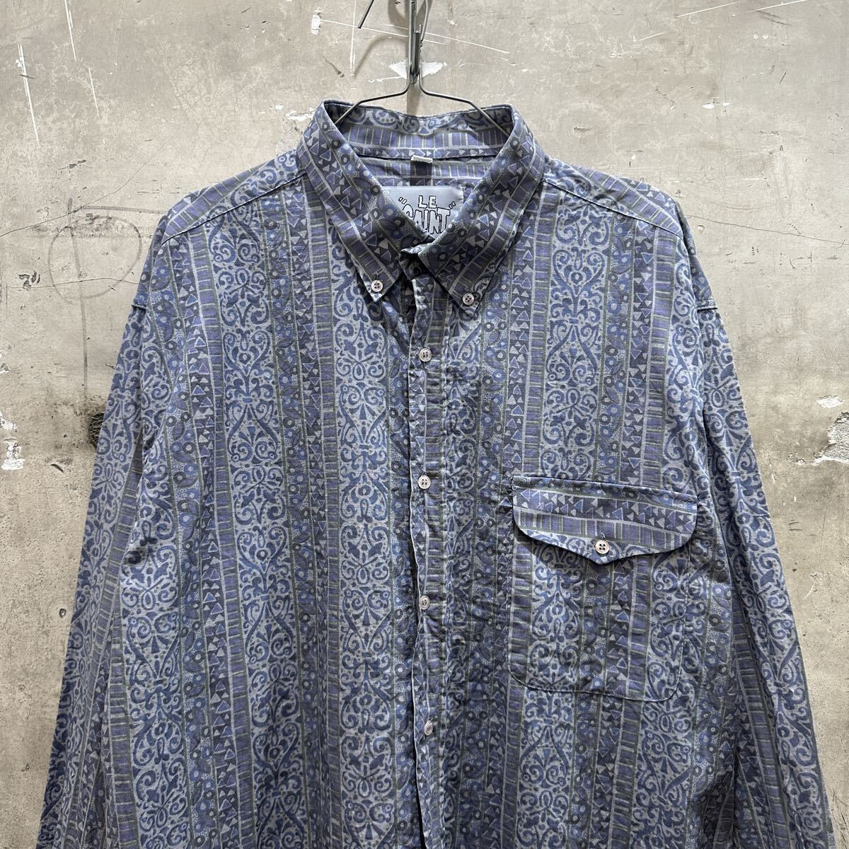 US古着 LE SAINT パターン 柄シャツ 長袖 ペイズリー拍卖