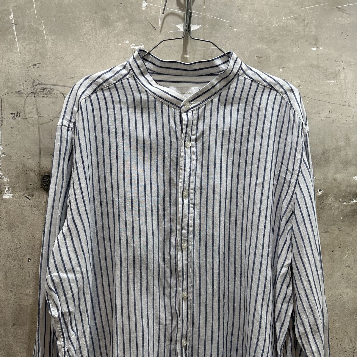 マッシモドゥッティ MASSIMO DUTTI リネンシャツ ノーカラー 長袖拍卖