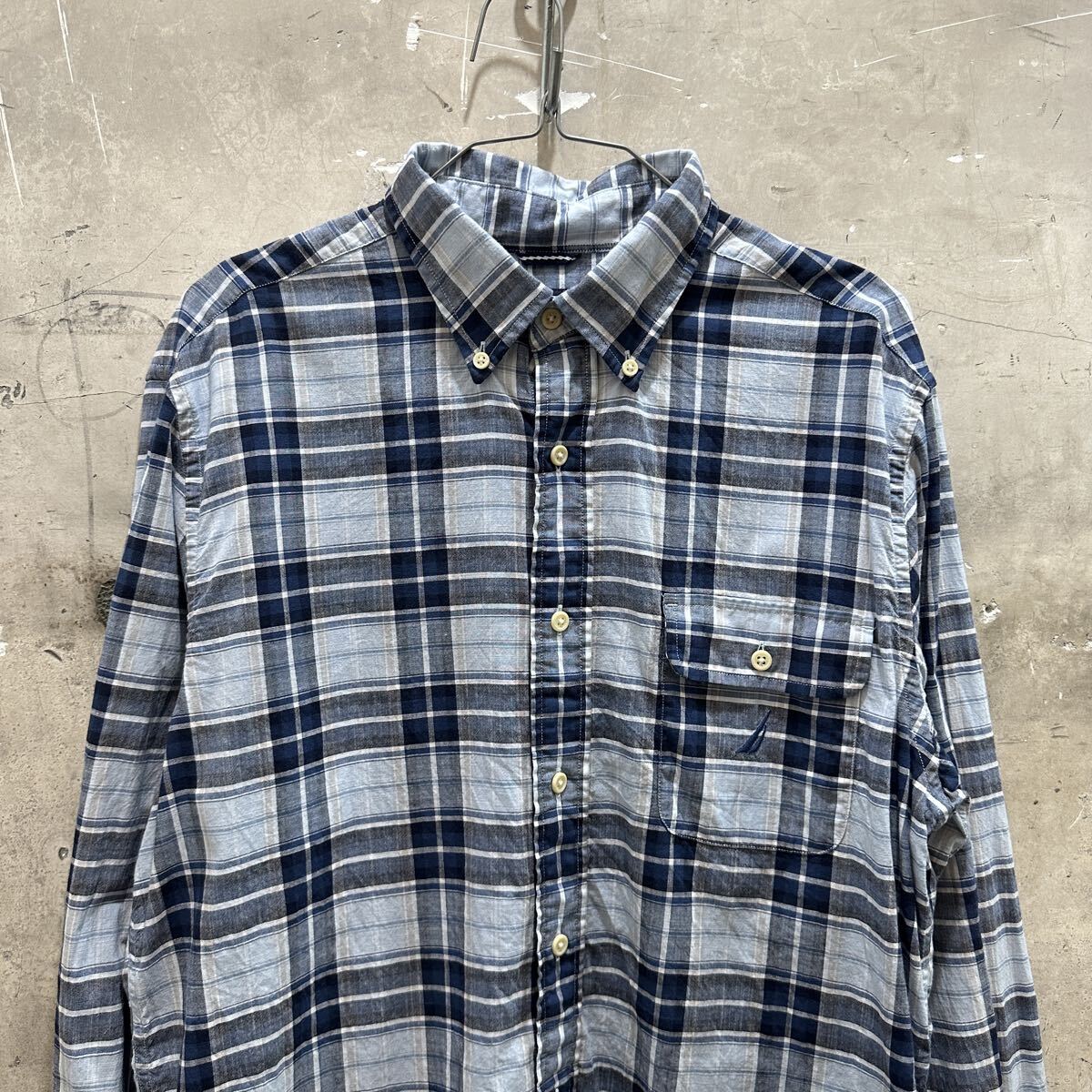 US古着 NAUTICA ノーティカ チェック長袖BDシャツ M拍卖