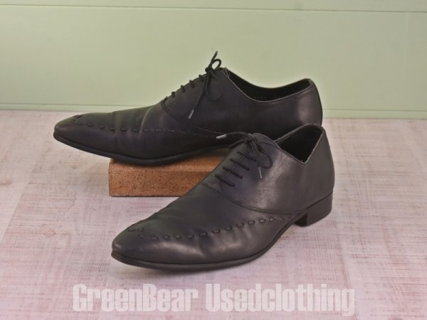 MN171 イタリア製 Calzoleria Harris ドレスシューズ 黒 ブラック メンズ 9.5 27.5cm拍卖