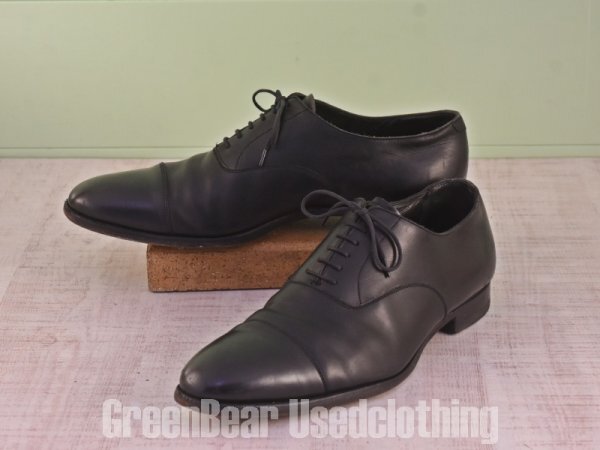 MN193 イギリス製 Crockett&Jones ビンテージ ビジネスシューズ ストレートチップ 黒 ブラック メンズ 9.5E 27.5cm 拍卖
