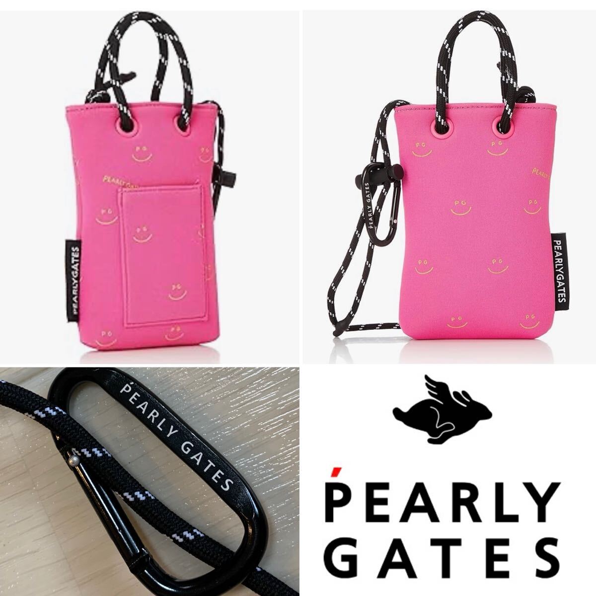 新品■17,600円【パーリーゲイツ】スマホ バッグ ポーチ 小物入れ ピンク 拍卖