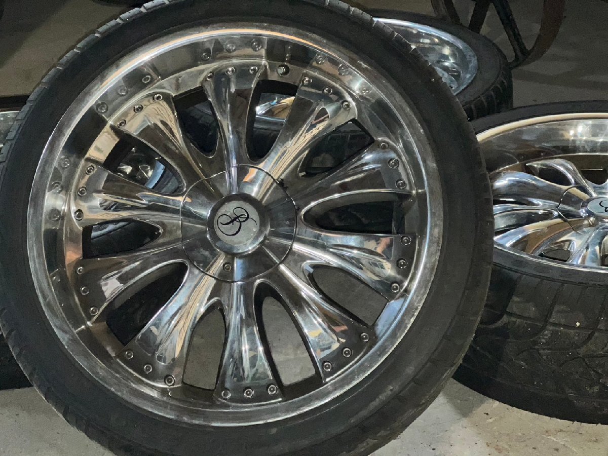 □ 22インチ アルミホイール 5-114.3/112 9J ET28 深リム メッキ FULLRUN 265/35R22 4本セット 手渡し歓迎 札幌 丘 T-2544 ★拍卖