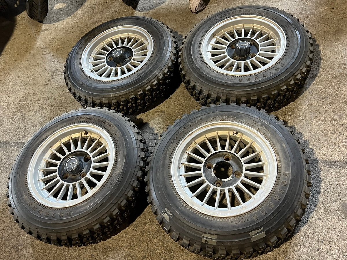 □ 旧車! RONOINO 14インチホイール 4-114.3 6J ポテンザ RE39R 175SR14 スパイクタイヤ付き 4本セット 手渡し歓迎♪ 札幌 丘 T-2526 ★拍卖