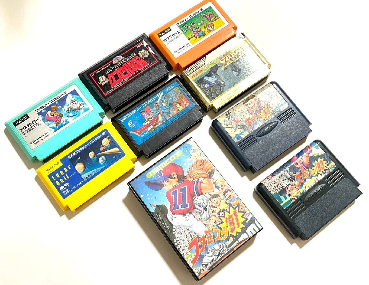 ■任天堂 ファミコン ソフト 9点まとめ ドラクエ ゼビウス ファミスタ90 アイスクライマー ルナーホール マリオ ガチャポン戦士★拍卖