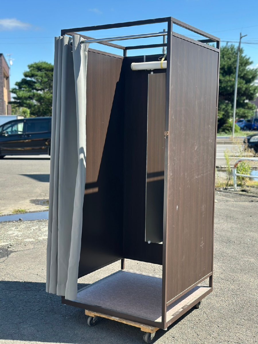 ●フィッティングルーム 試着室 90×90×210㎝ 更衣室 洋服店 着替え 着替え室 全身鏡 姿見 カーテンタイプ 引取限定 発送不可 札幌発拍卖