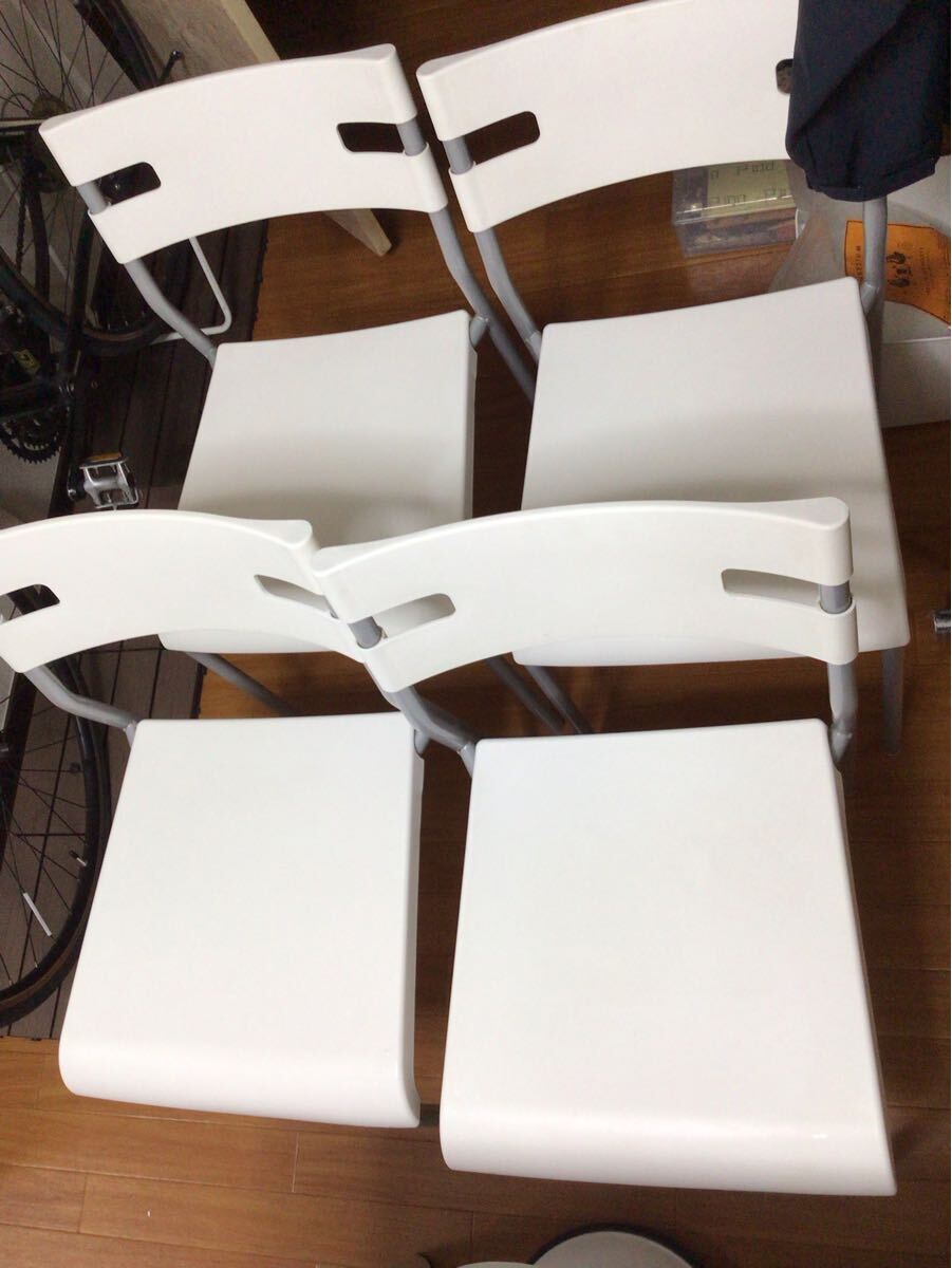 引き取り 手渡し 限定 イケア IKEA ラヴァー LAVER 15540 ダイニングチェア スタッキングチェア 4脚セット 中古 マット付き 白 灰色拍卖