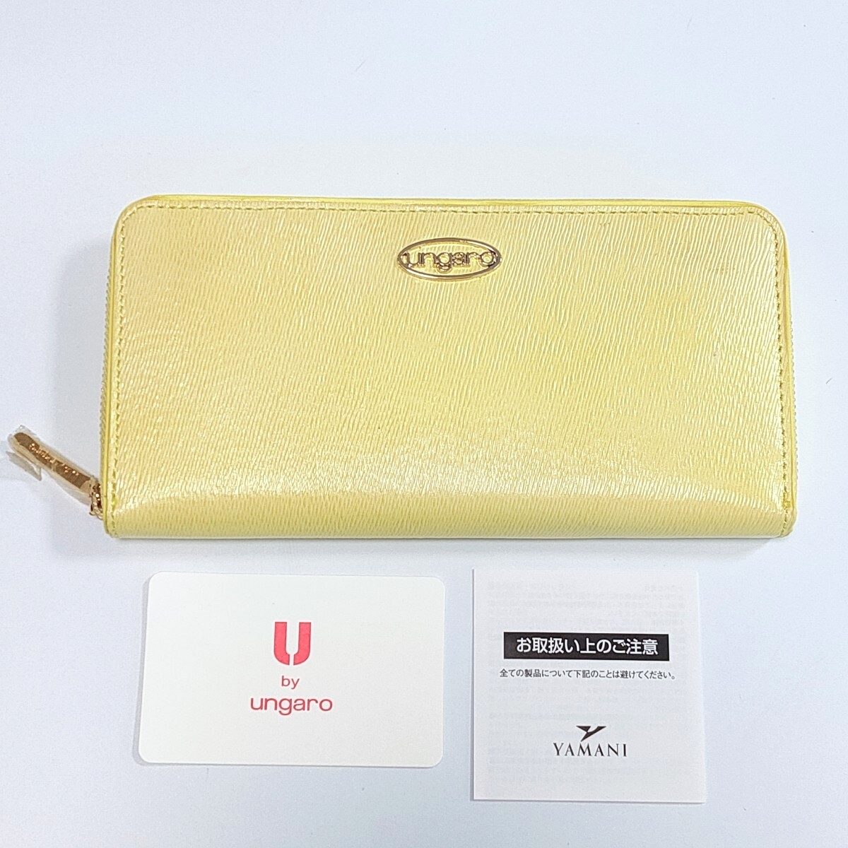 未使用 ユーバイウンガロ 長財布 イエロー レザーウォレット ラウンドファスナー 正規品 牛革 本革拍卖