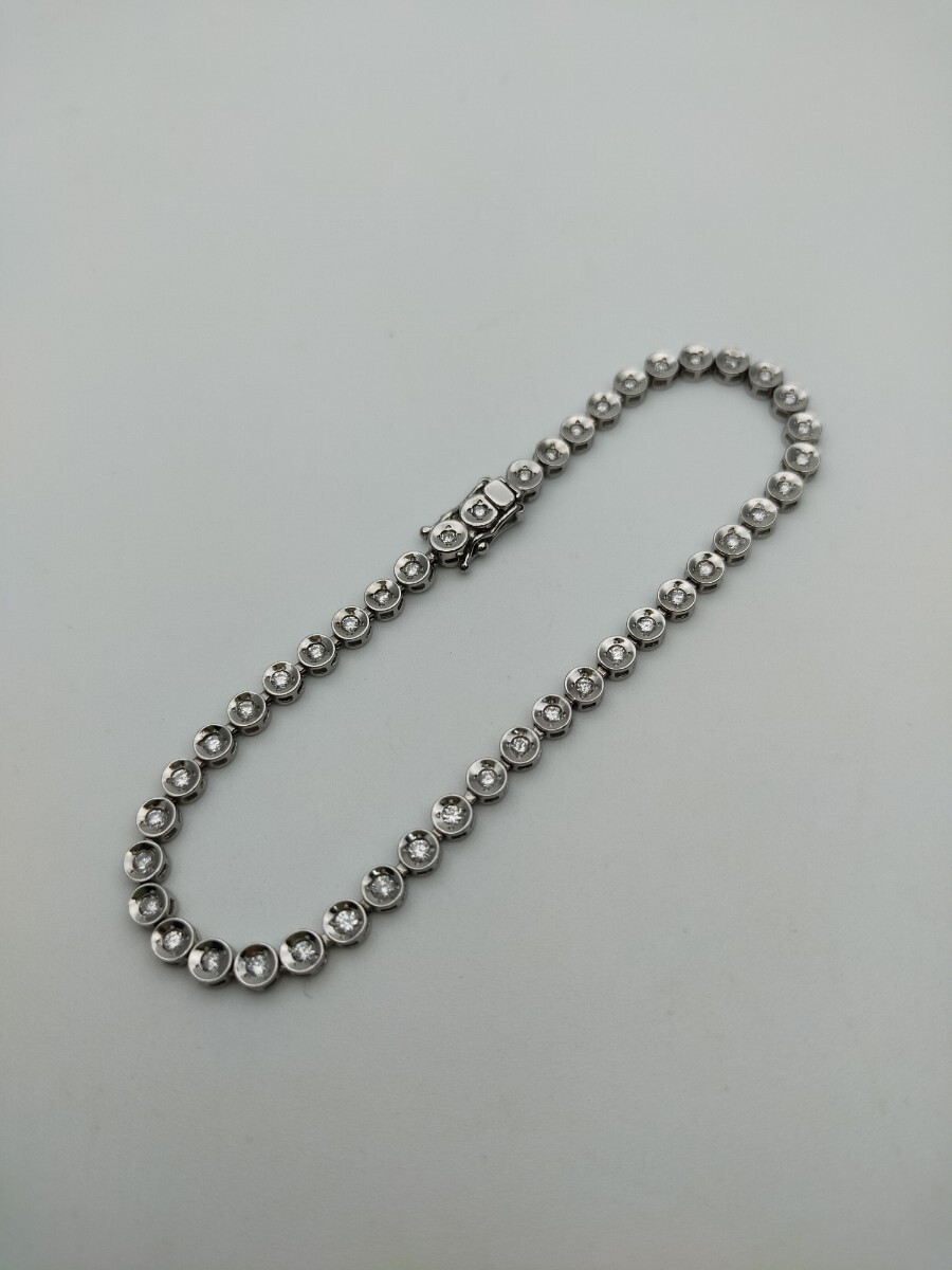 天然ダイヤモンド 1ct 1カラット テニスブレス テニス ブレスレット プラチナ pt850 鑑別書付 19cm メンズ tennis bracelet ダイヤ拍卖
