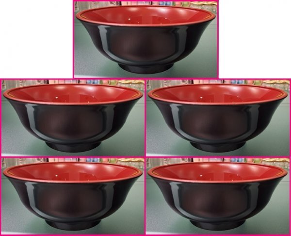 【送料無料 どんぶり:丼:5個:日本製】★18.5 x 7.7cm:「黒内赤」:多用丼 和食器 :合成漆器★No21c:S 1328拍卖