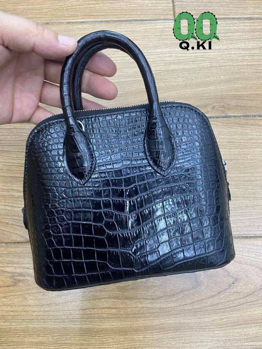 綺麗鰐革 ハンドバッグ ショルダーバッグ ミニバッグ クロコダイルレザー レディースバッグ 肩掛け 黒拍卖