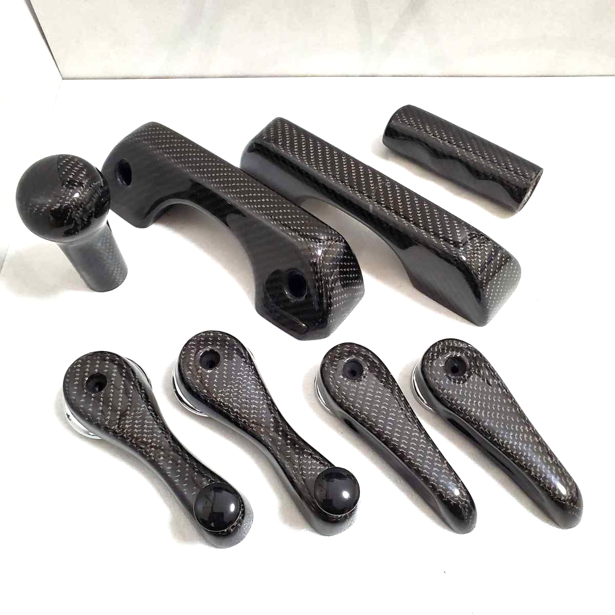 ローバーミニ クラシックミニ 内装 インナー ドアハンドルセット カーボン Carbon 新品拍卖