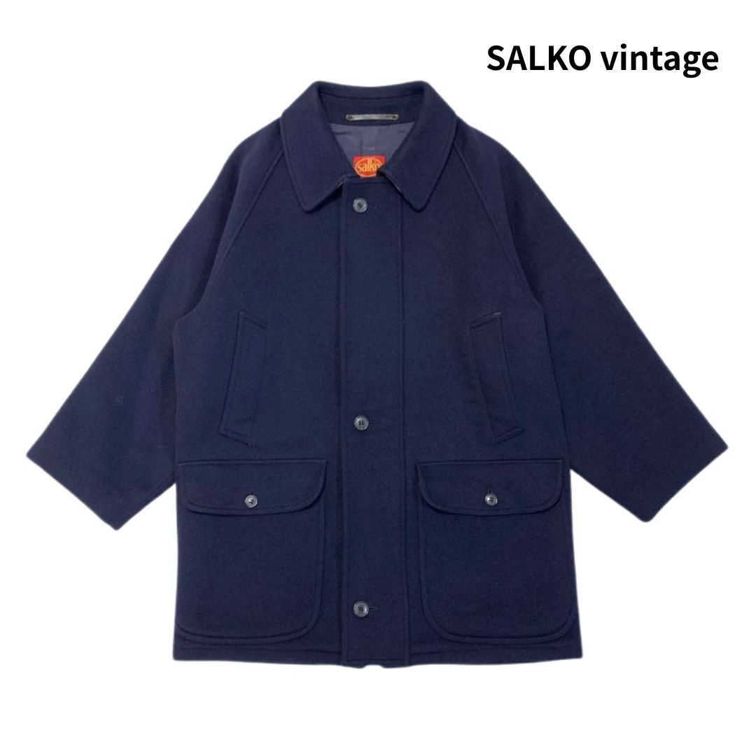 SALKO サルコー LODEN COAT ローデンコート ハンティングコート ラムウール 縮絨 メルトン ネイビー 24/コート ミドルコート 裏チェック拍卖