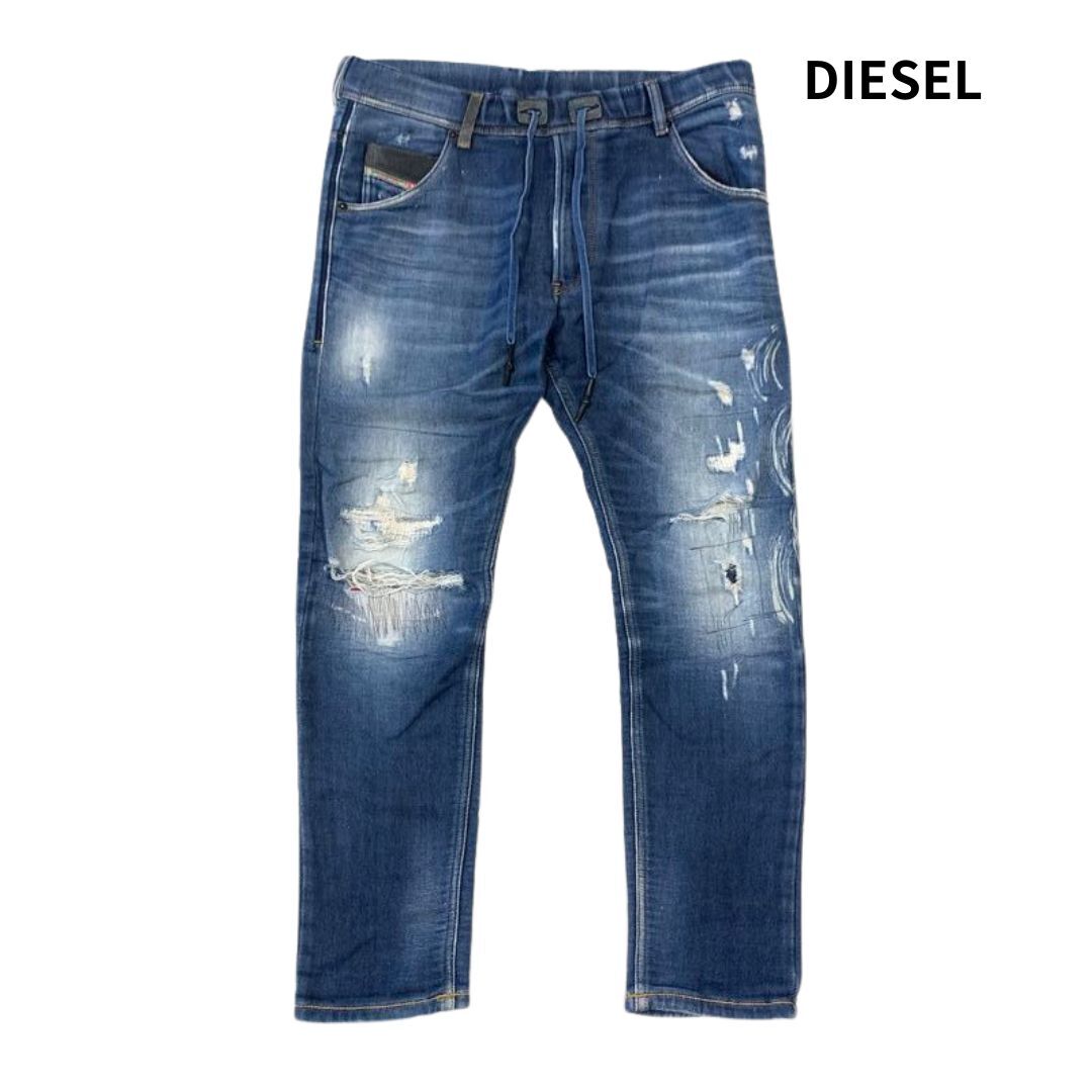 DIESEL ディーゼル KROOLEY-NE JOGG JEANS ジョグジーンズ ダメージ 加工 デニム イージーパンツ size:30/スウェットデニム ジョグ パンツ拍卖
